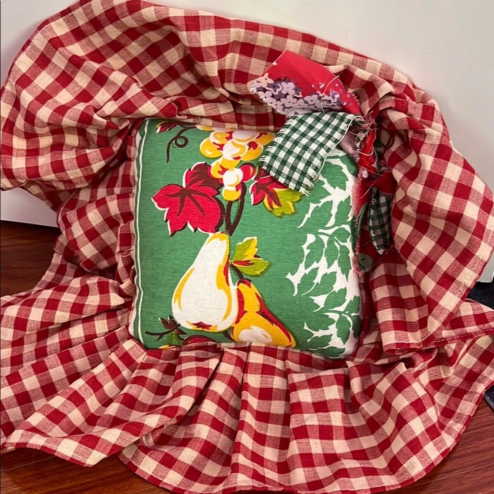 Handmade Festive Checkered Holiday Pillow